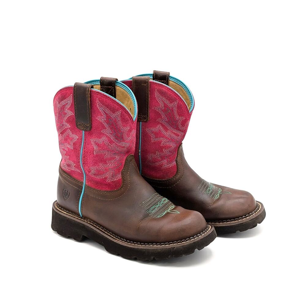 Ariat Fatbaby Original II Western Boots Womens 5.5 Distressed Brown Pink Rodeo